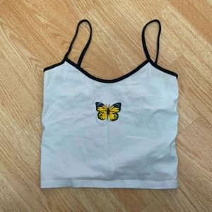 White butterfly design crop top